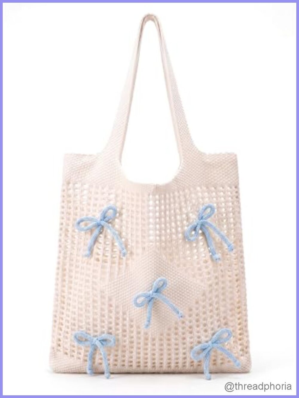 Crochet Mesh Tote Bag with Bows for Women Beach